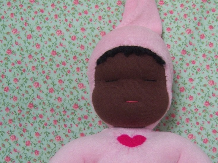 Baby Malia - African American - Pink Sweetheart Baby - Waldorf Doll