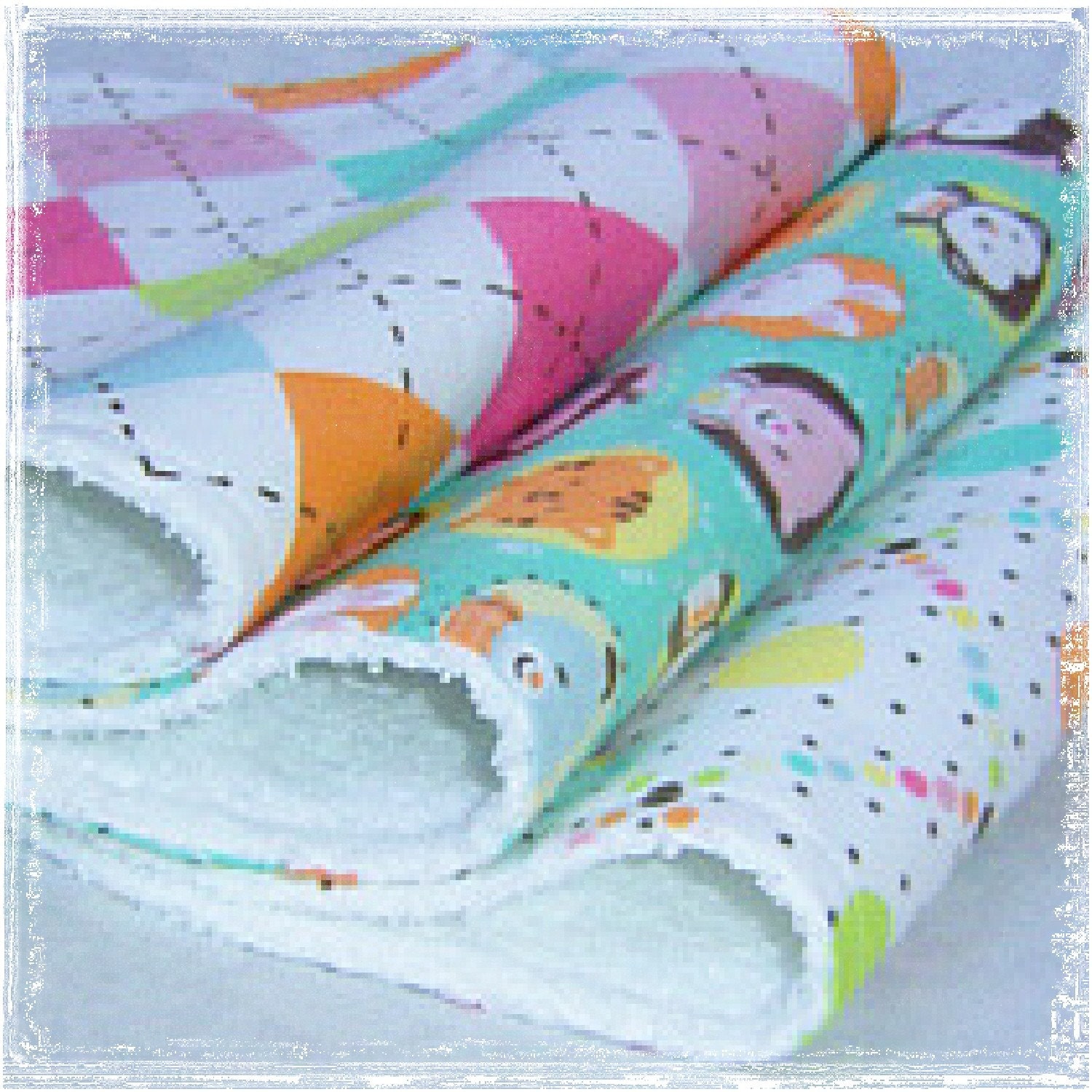 Set of 3 Contoured Terry Cloth n Flannel Burp Cloths -  Pastal Animals Dots n Argyle