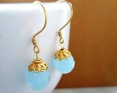 Drop Earrings, Dangle, Aqua, Turquoise,  Amazonite, Gold Filled Earrings, Simple, Elegant, Vermeil, Bohemia Jewelry, Bridal Accessories,