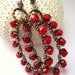Hoops, Red, Drop Earrings, Red Earrings, Beadwork, wire wrapped, bohemian,Handmade, Dangle, Cocktail, Statement