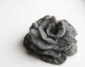 Felted  flower brooch Grey Rose gifts under 25
