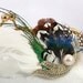 Bridal Clutch Bag in white with peacock feather brooch - 8-inch PEACOCK PASSION
