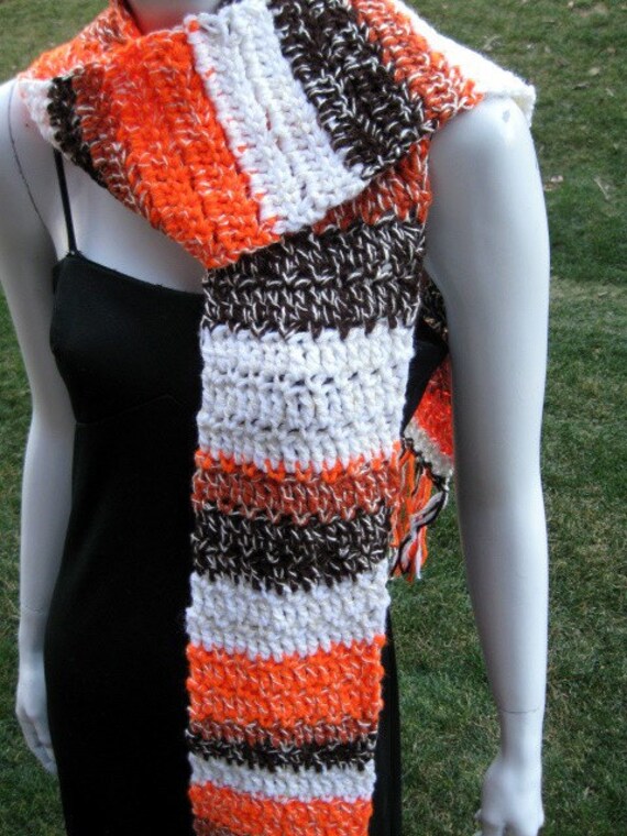 Crochet Striped Scarf, Candy Corn Look