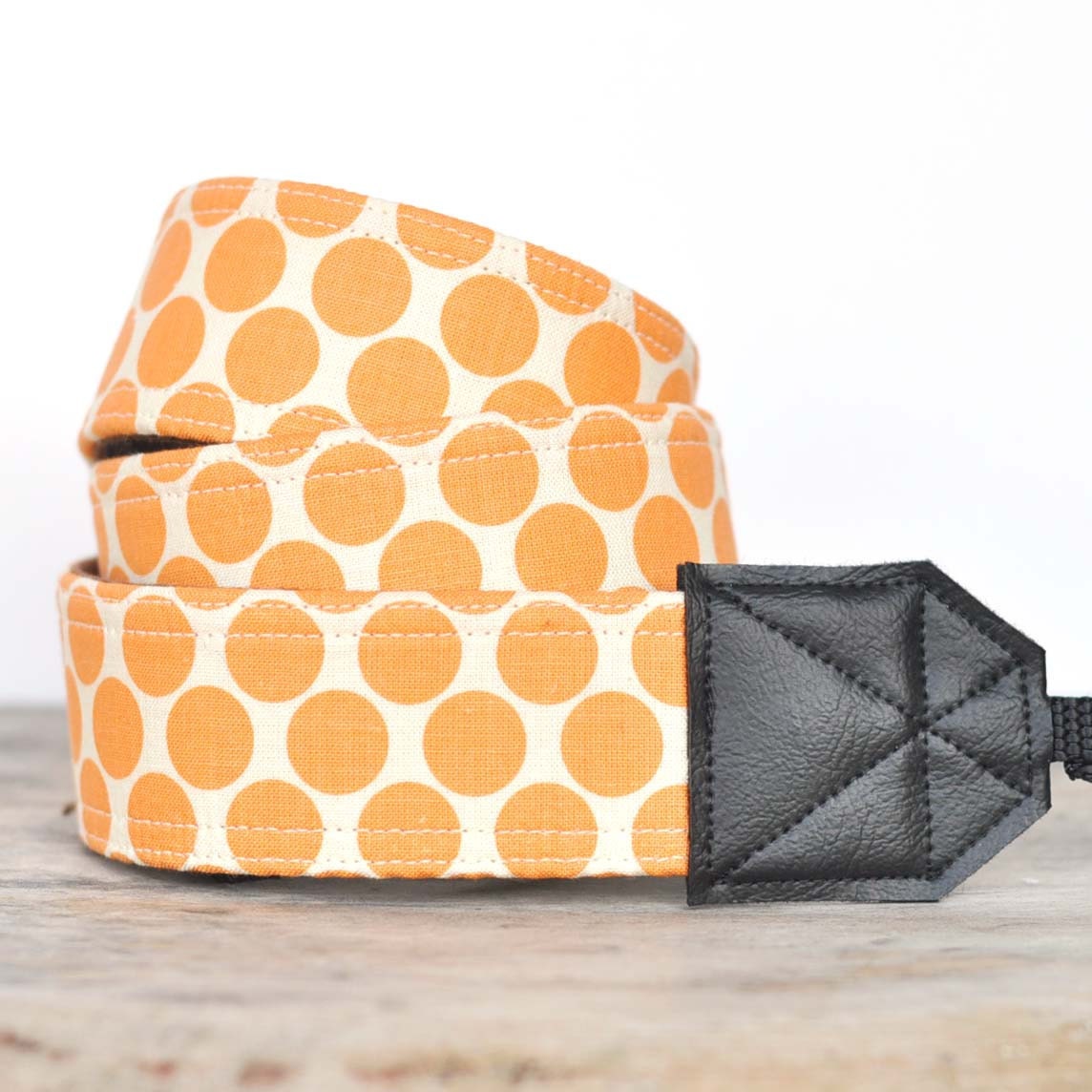 MADE TO ORDER - Camera Strap - Amy Butler Full Moon Orange Dots