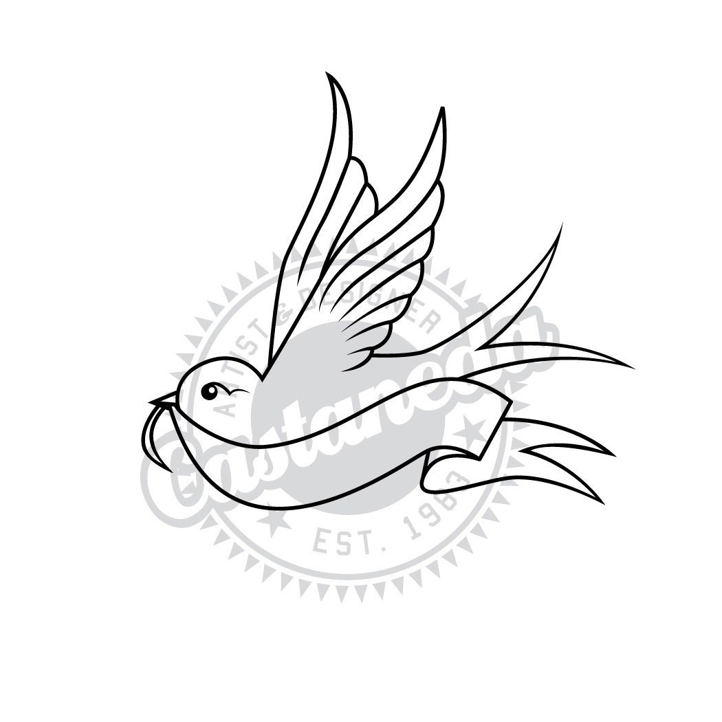 Swallow w/ Banner - Clipart