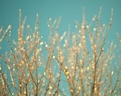 Teal and gold fairy tale abstract photography - Make a Wish - 16 x 20 inch gallery-wrapped canvas home decor New Years sparkle