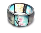 Spring Resin Bangle. Instagram Bangle Bracelet. Flower  Bracelet. Bangle Cuff. XL Super chunky style.