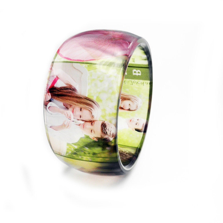 XL SUPER CHUNKY Custom Personalized Keepsake Photo Bangle Bracelet, Resin, embedded photographs, personalized, custom, by Buy My Crap