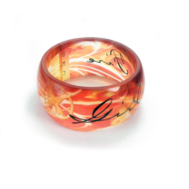 Girl on Fire, XL SUPER CHUNKY Hunger Games Inspired, Resin Graphic Bangle.