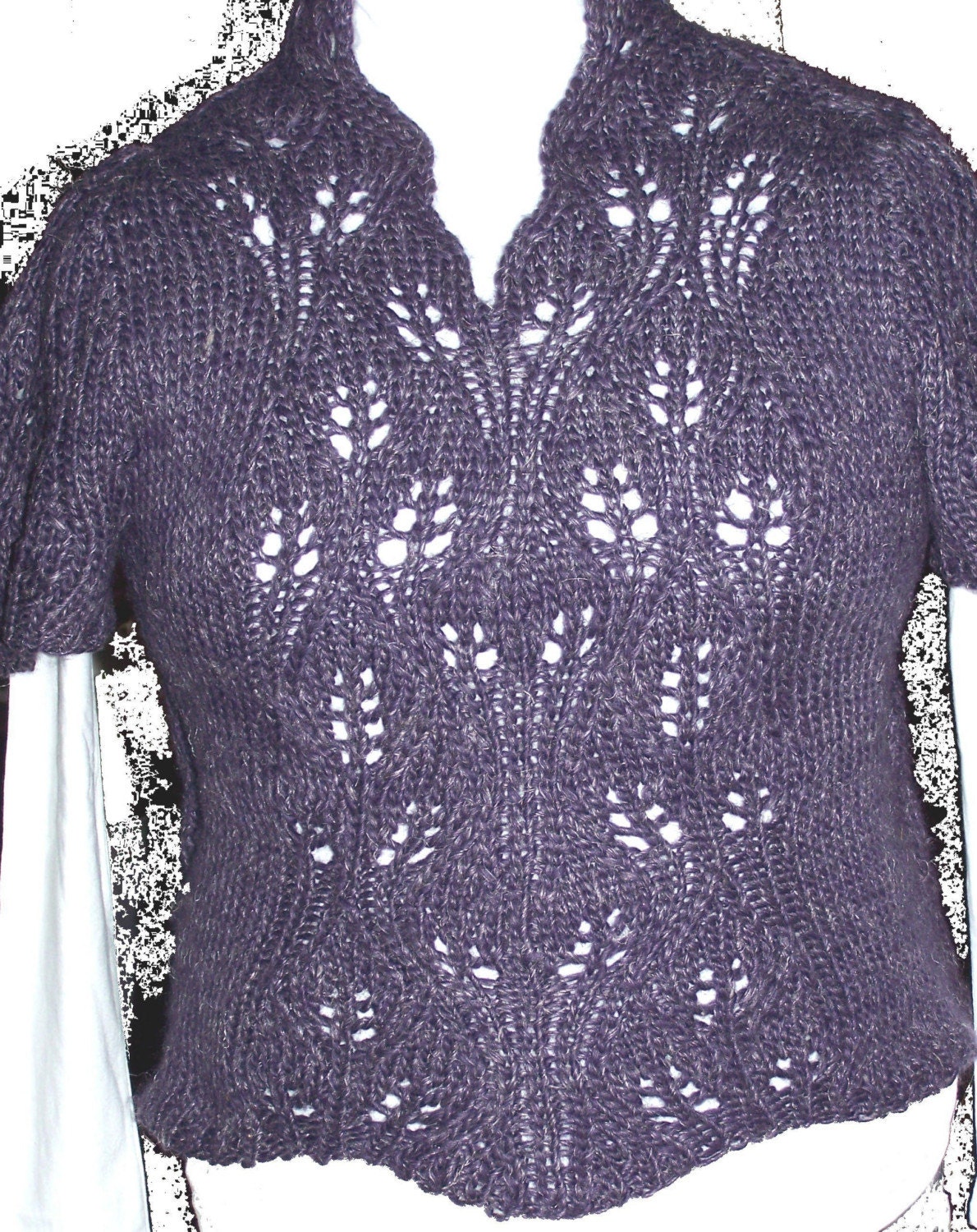 Viola Knit PDF Pattern Swirling Leaf Sweater    Can be reversible