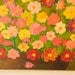 Large vintage cheerful floral oil painting on canvas - signed