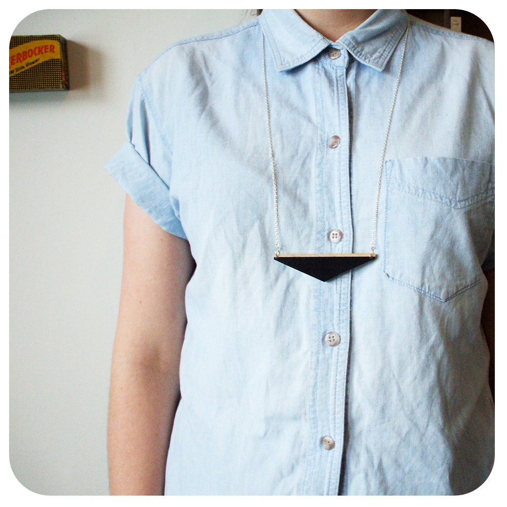 Wooden Geometric Chevron Necklace