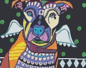 Modern Cross Stitch PDF Pattern 'Pit Bull Angel' By Heather Galler