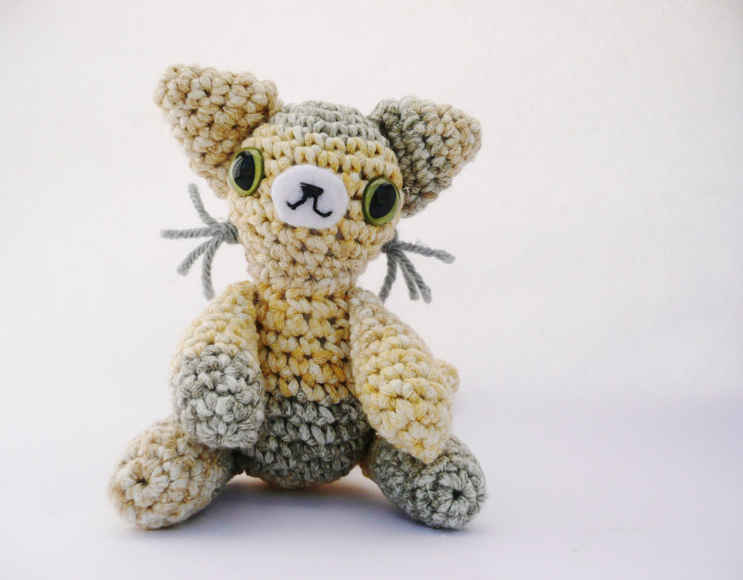 Yellow Beige Cat Amigurumi Plush Doll