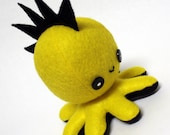 Punk Rocktopus - Yellow mohawk octopus plushie - 4.5"