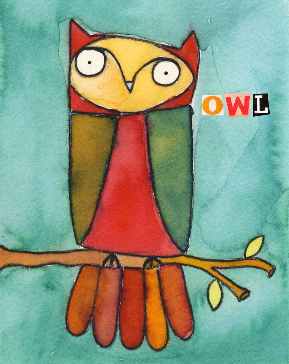 Owl - watercolor print