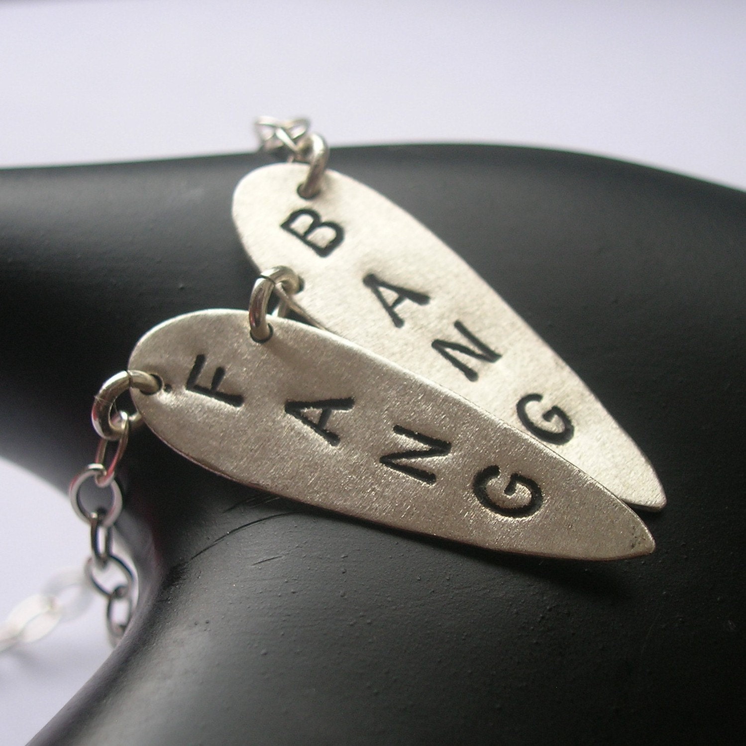 FANG BANG--Vampire Necklace, True Blood Necklace, Sterling Silver Teardrop
