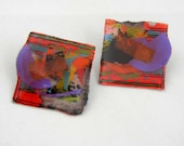 Paper Resin Earrings Beth Marcil Red Purple Hawaii Maui