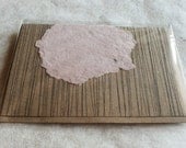 Blank Kraft Greeting Card with Pink Handmade Paper and Pen Drawing