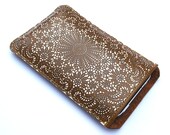 Leather iPhone case (All) iTouch (All) sleeve case - Antique lace design