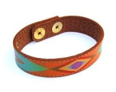 Leather Bracelet - Geometric chevron Navajo