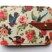 Leather card case/ Oyster card holder - Birds & Roses