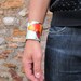 Leather cuff / wallet wristband - Koi and Lotus tattoo