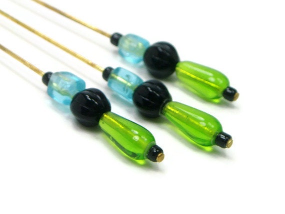 Counting Pins Needlepoint Marking Pins Aqua Lime Black