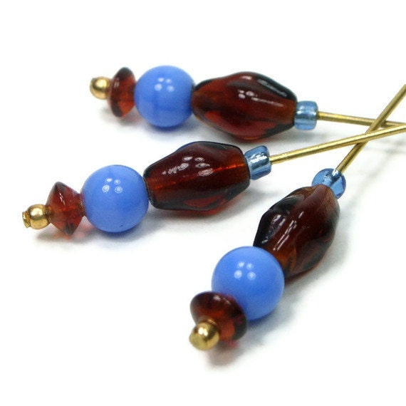 Counting Pins, Needlepoint Marking Pins, DIY Crafts, Needlepoint Tool, Blue, Brown, Gift, TJBdesigns