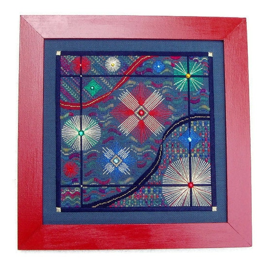 Fireworks, Counted Needlepoint, Framed, Independence Day, Fourth of July, Wall Art, TJBdesigns
