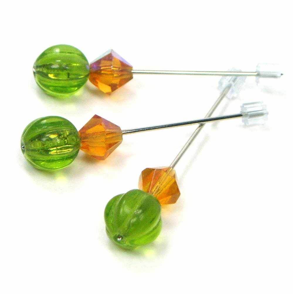 Counting Pins, Marking Pins, Cross Stitch, Hardanger, Needlepoint, Olivine Green, Amber, DIY Crafts, TJBdesigns, Direct Checkout