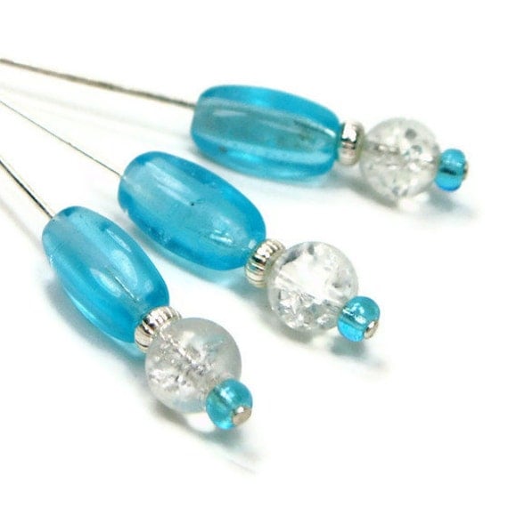 Counting Pins Needlepoint Marking Pins  Aqua