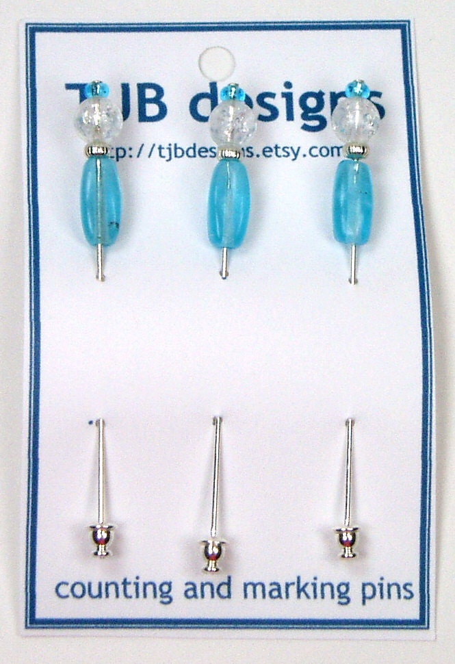 Counting Pins Needlepoint Marking Pins  Aqua