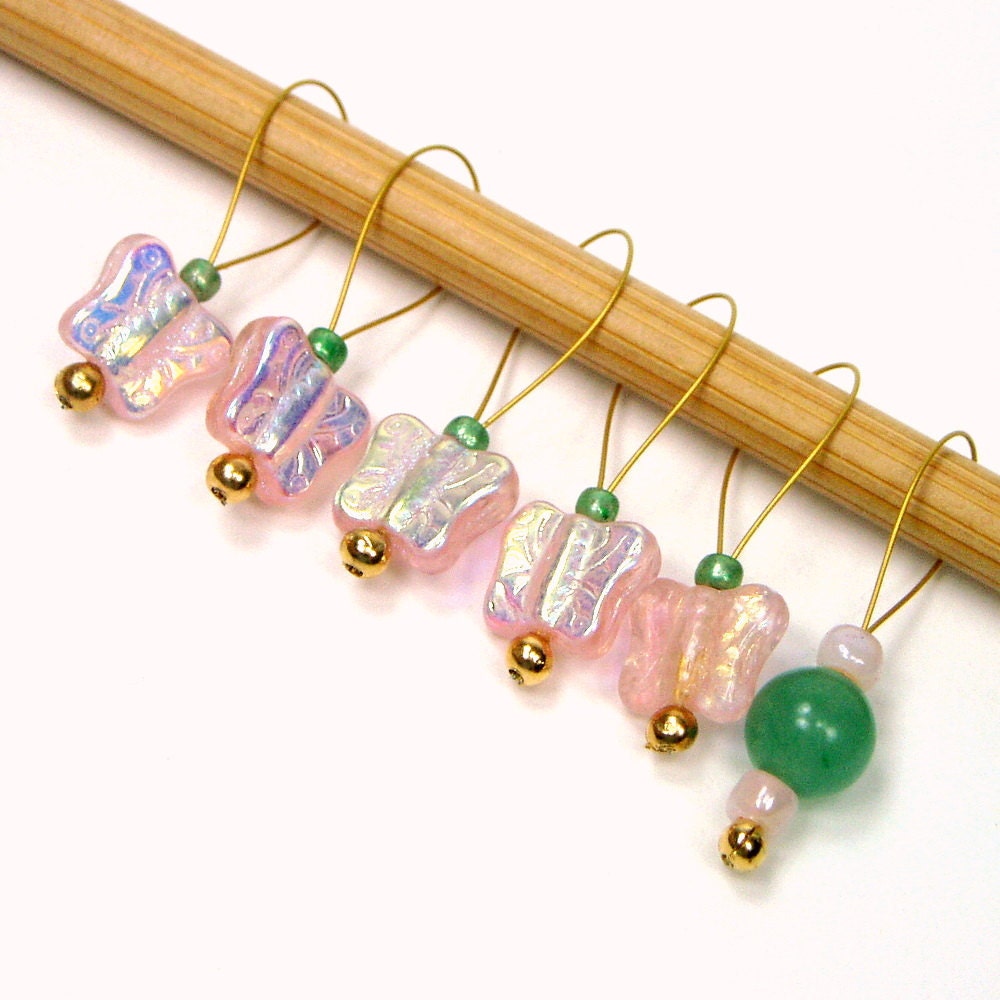 Knitting Stitch Markers Set, Snag Free, DIY Knitting Tools, Gift for Knitter, Pink, Butterfly, TJBdesigns