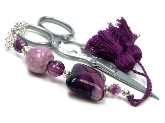 Scissor Fob Cross Stitch Sewing Quilting Grape Jelly Needlepoint Cross Stitch Accessory