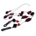 Beaded Eyeglass Leash, Reading Glasses Leash, Granny Glasses Holder, Reading Glasses Chain, Red, Black