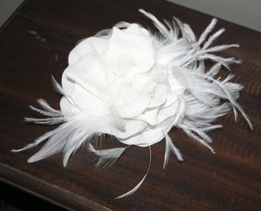 Emma Wedding Brooch/Fascinator by Love Charlie hand made head piece with ostrich