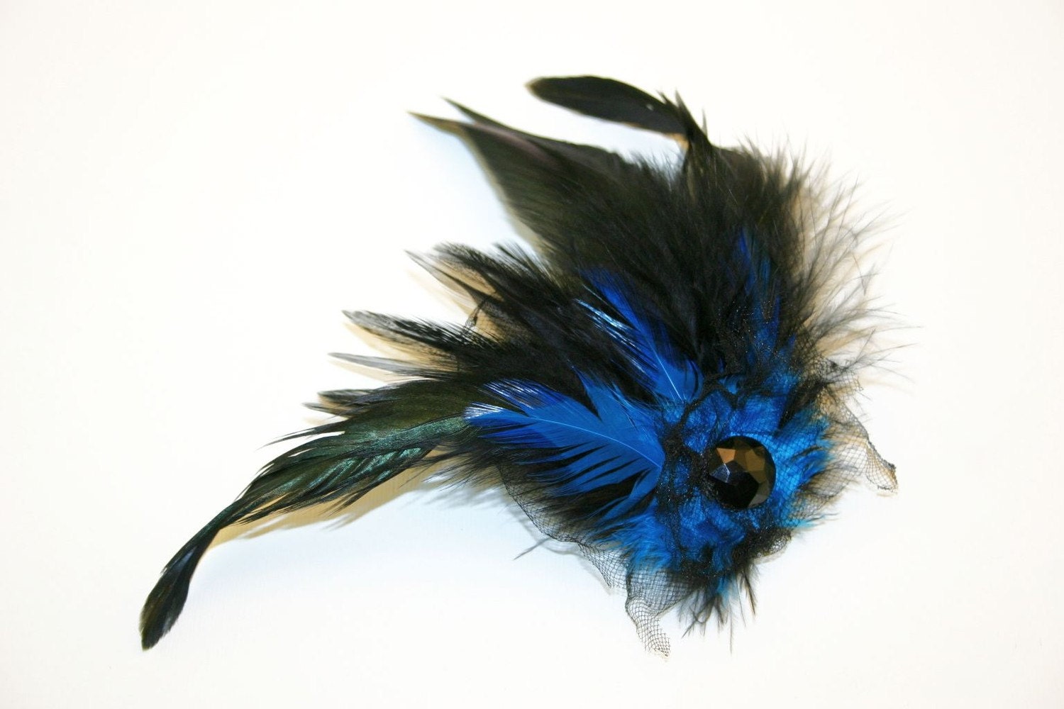 Trudy in Teal Blue Sparkle Fascinator Brooch Clip by Love Charlie