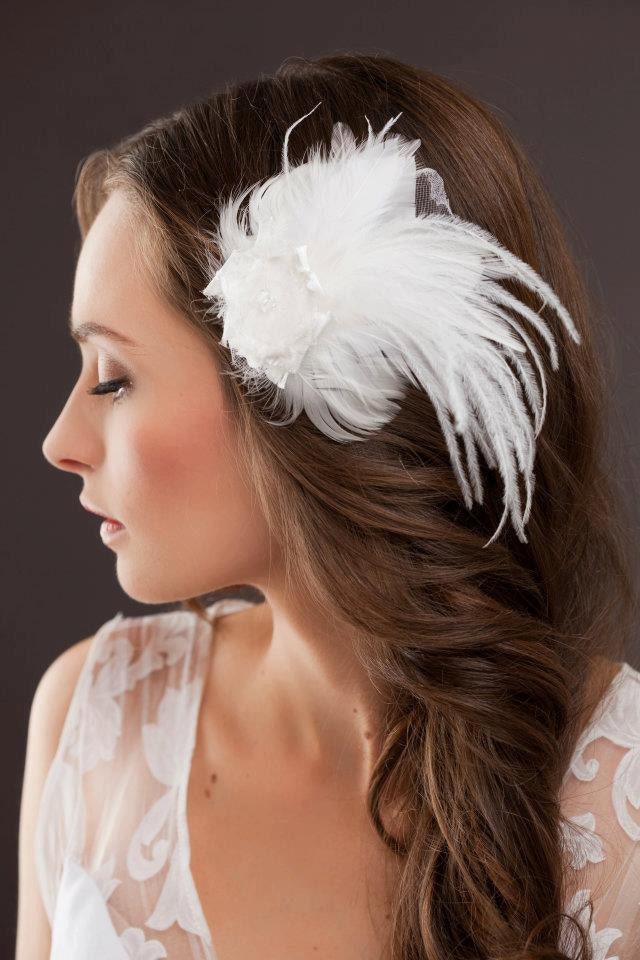 Free Shipping: Donna Bridal Headpiece-Brooch by Love Charlie- Silk- Swarovski- Ostrich-Feathers-Handmade-Customizable