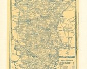 Ca. 1925 Vintage Petite French Back to Back Map of Pas de Calais and Puy de Dome