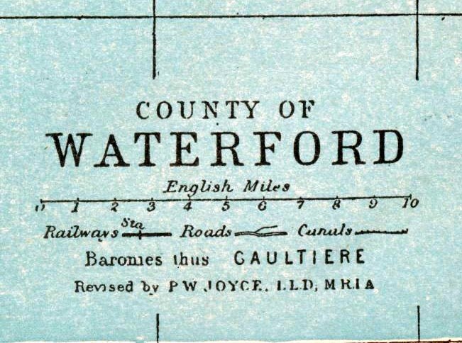 1900 Antique Map of  County Waterford, Ireland