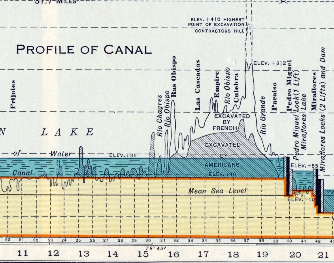 1937 Vintage Map of the Panama Canal Zone