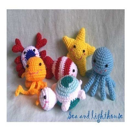 Instant Download Amigurumi Crochet PDF Pattern  - Little friends from ocean.