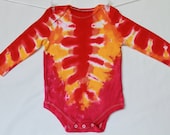 Children Baby Onesie 12 month Tie Dye Fuschia Red Golden Yellow Tangerine Long Sleeve AnnThenBaby
