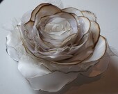 Ivory recycled wedding flower headpiece/fascinator/corsage in satin, silk, antique wedding veiling bride bridesmaid mother of the bride