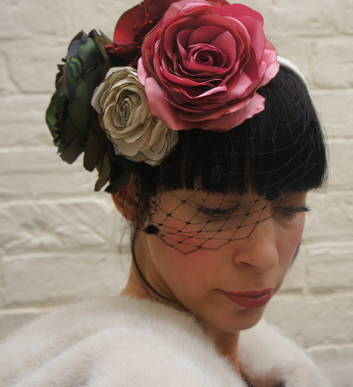 Summer rose garden flower headpiece/fascinator for a Wedding Ascot or The Races CUSTOM ORDER