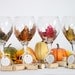 Autumn/ Fall woodland gold leaf design hand painted wine glasses in a set of 4. FREE personalization and dishwasher safe