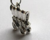 Covered wagon charm necklace "Westward Ho" silver pewter Conestoga, pioneer journey, travel, prairie schooner, Wild West, American history