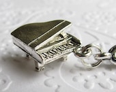 Piano charm necklace, antiqued silver pewter, pianist, music teacher necklace, miniature grand piano, musician, singer, song