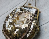 Gold Flapper Sequined Beaded Red Carpet Bag SALE